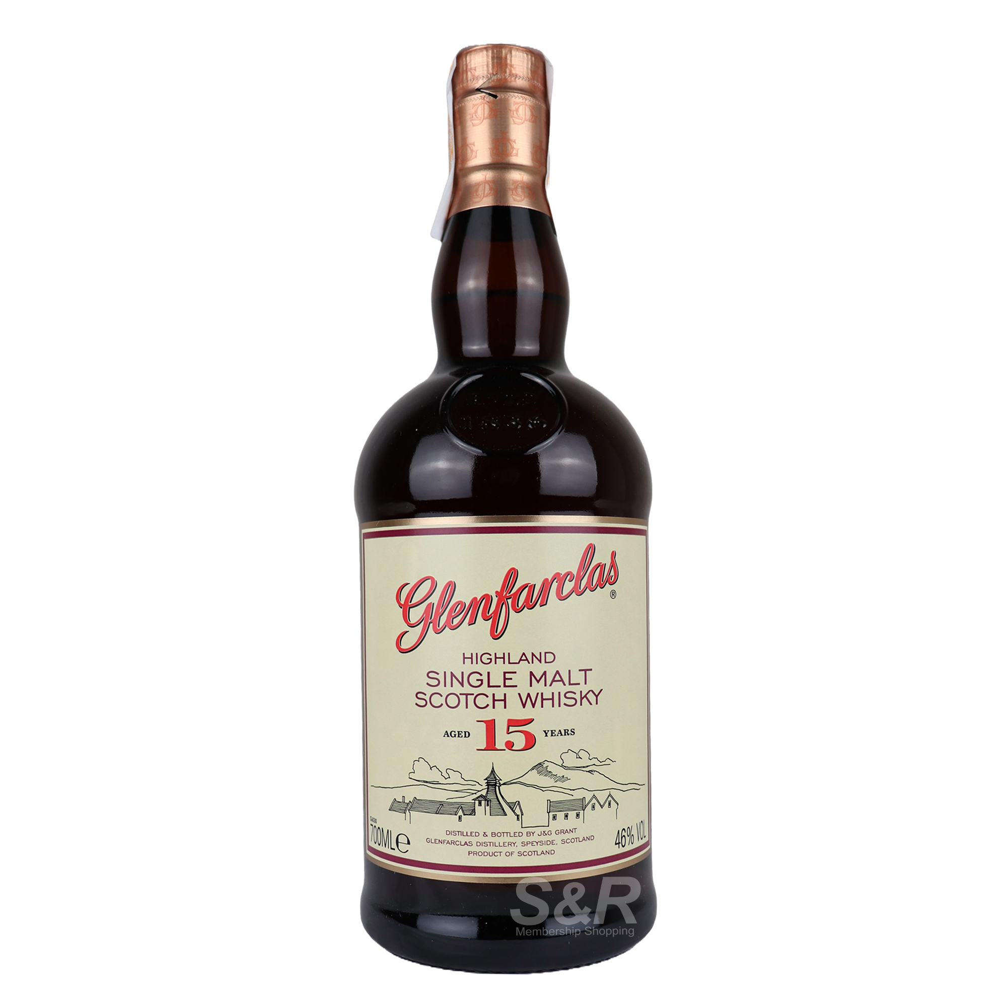 Glenfarclas Highland Single Malt Scotch Whiskey Aged 15 Years 700mL Glenfarclas Highland Single Malt Scotch Whiskey Aged 15 Years 700mL